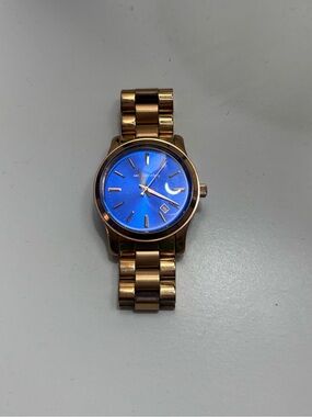 Michael Kors Rose Gold Bracelet Watch with Blue Dial